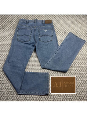 Armani Jeans Womens 28 Blue Stretch Denim Jeans AJ Eagle Logo Y2K